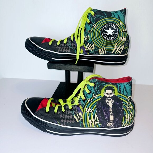 Chuck Taylor Converse All Star DC Comics Heathens Joker In Squad We Trust Shoes - Picture 1 of 10